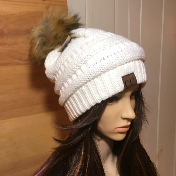NEW DENIM BLUE POM POM BEANIE - Picture 5 of 5